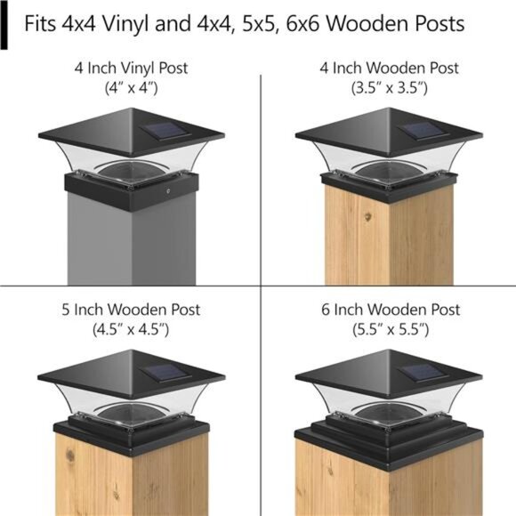 Lighting Classic Solar Outdoor Post Cap Lights - 4x4 5x5 6x6 - Bright LED Light - Picture 4 of 7